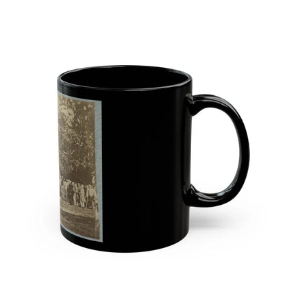 Group Of Soldiers, Some In Uniform And Some With Crutches, Pose In Front Of The Woods Possibly In Pennsylvania (U.S. Civil War) Black Coffee Mug-Go Mug Yourself