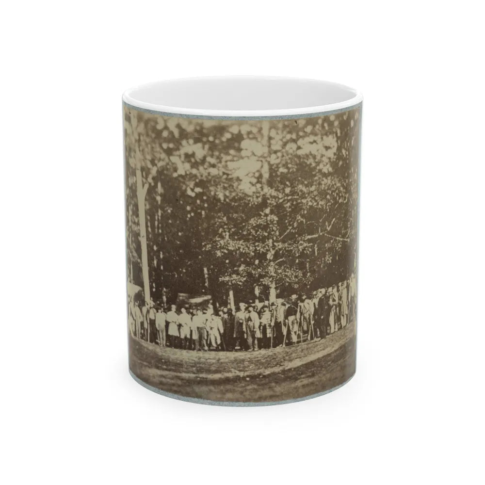 Group Of Soldiers, Some In Uniform And Some With Crutches, Pose In Front Of The Woods Possibly In Pennsylvania (U.S. Civil War) White Coffee Mug-11oz-Go Mug Yourself