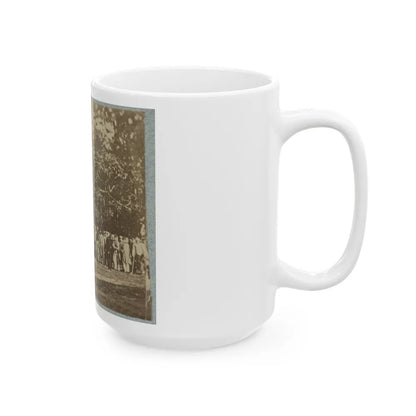 Group Of Soldiers, Some In Uniform And Some With Crutches, Pose In Front Of The Woods Possibly In Pennsylvania (U.S. Civil War) White Coffee Mug-Go Mug Yourself