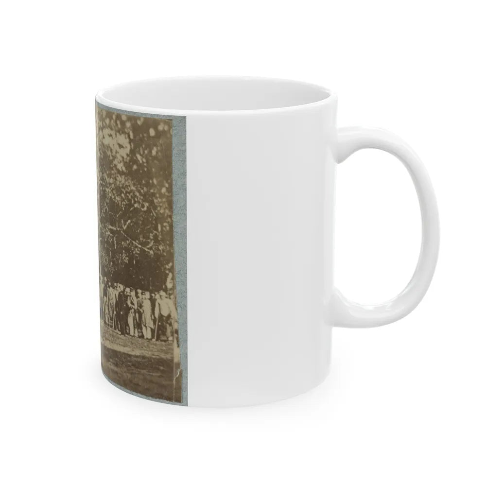 Group Of Soldiers, Some In Uniform And Some With Crutches, Pose In Front Of The Woods Possibly In Pennsylvania (U.S. Civil War) White Coffee Mug-Go Mug Yourself