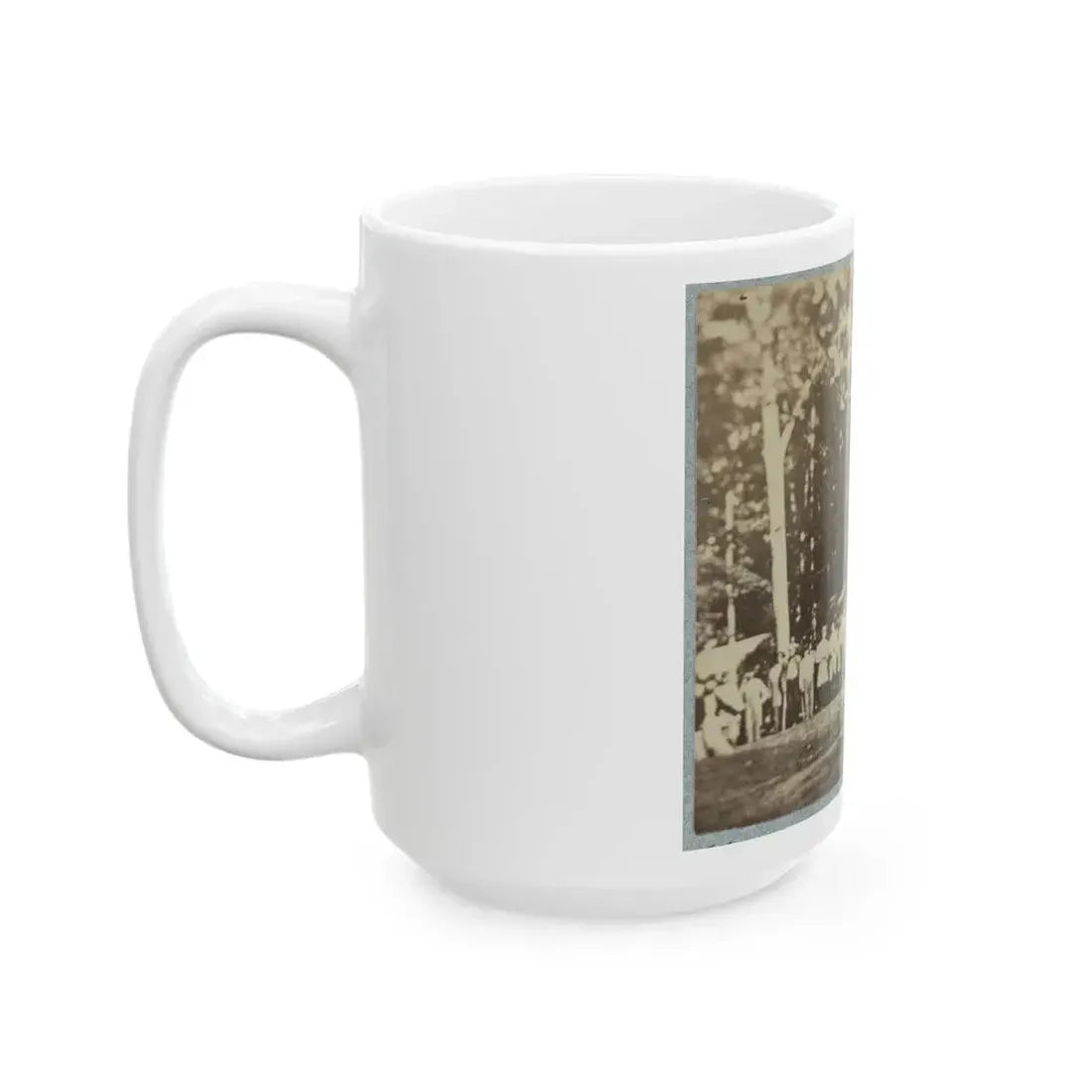 Group Of Soldiers, Some In Uniform And Some With Crutches, Pose In Front Of The Woods Possibly In Pennsylvania (U.S. Civil War) White Coffee Mug - Go Mug Yourself