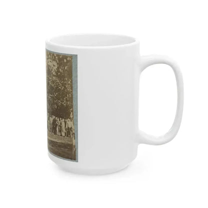 Group Of Soldiers, Some In Uniform And Some With Crutches, Pose In Front Of The Woods Possibly In Pennsylvania (U.S. Civil War) White Coffee Mug - Go Mug Yourself