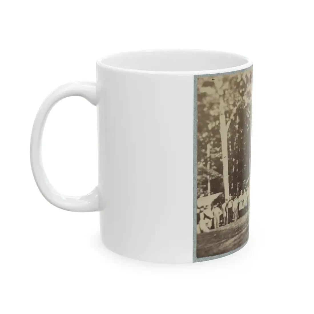 Group Of Soldiers, Some In Uniform And Some With Crutches, Pose In Front Of The Woods Possibly In Pennsylvania (U.S. Civil War) White Coffee Mug - Go Mug Yourself