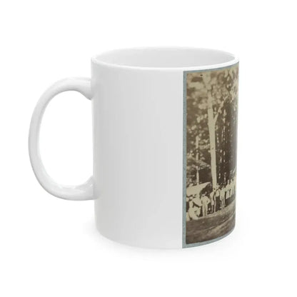 Group Of Soldiers, Some In Uniform And Some With Crutches, Pose In Front Of The Woods Possibly In Pennsylvania (U.S. Civil War) White Coffee Mug - Go Mug Yourself