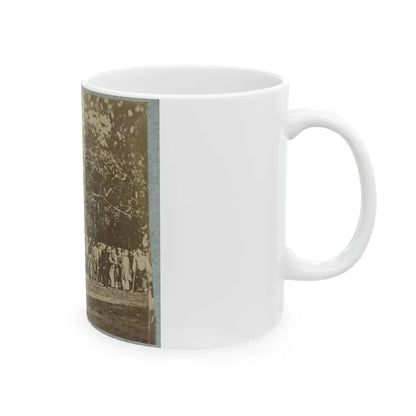 Group Of Soldiers, Some In Uniform And Some With Crutches, Pose In Front Of The Woods Possibly In Pennsylvania (U.S. Civil War) White Coffee Mug - Go Mug Yourself