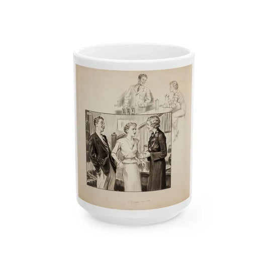 Group of three story illustrations (1) - White Coffee Mug 15oz - Go Mug Yourself