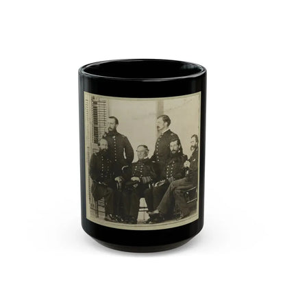 Group Portrait Of Officers With Admiral David G. Farragut Seated, Center (U.S. Civil War) Black Coffee Mug 15oz - Go Mug Yourself