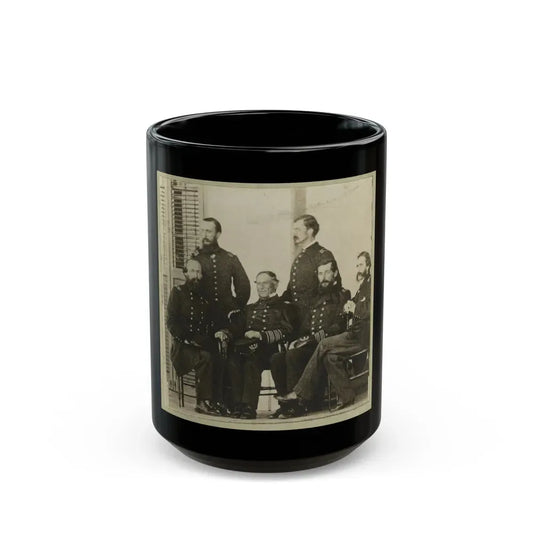 Group Portrait Of Officers With Admiral David G. Farragut Seated, Center (U.S. Civil War) Black Coffee Mug 15oz - Go Mug Yourself