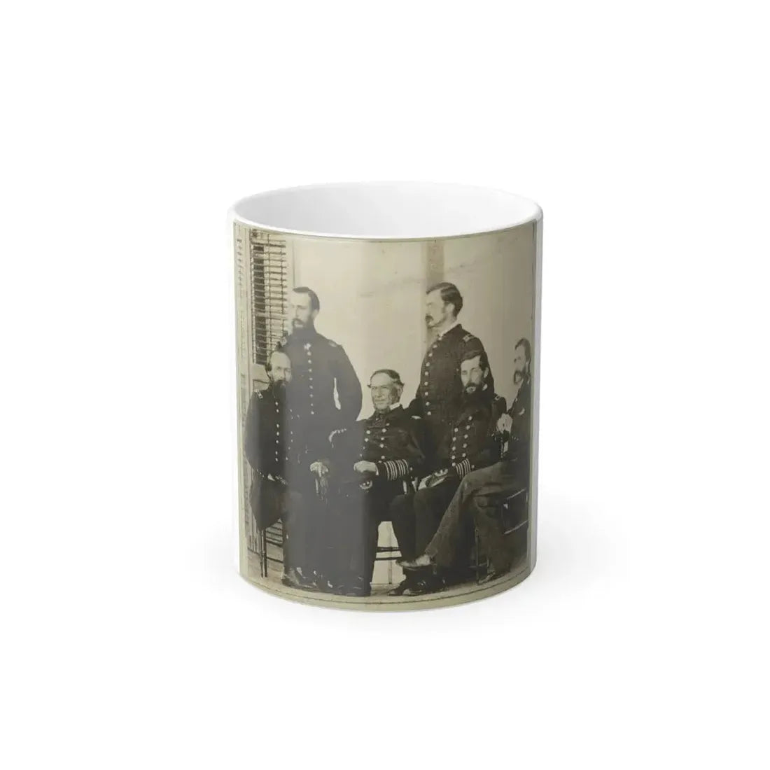 Group Portrait of Officers With Admiral David G. Farragut Seated, Center (U.S. Civil War) Color Changing Coffee Mug 11oz - Go Mug Yourself