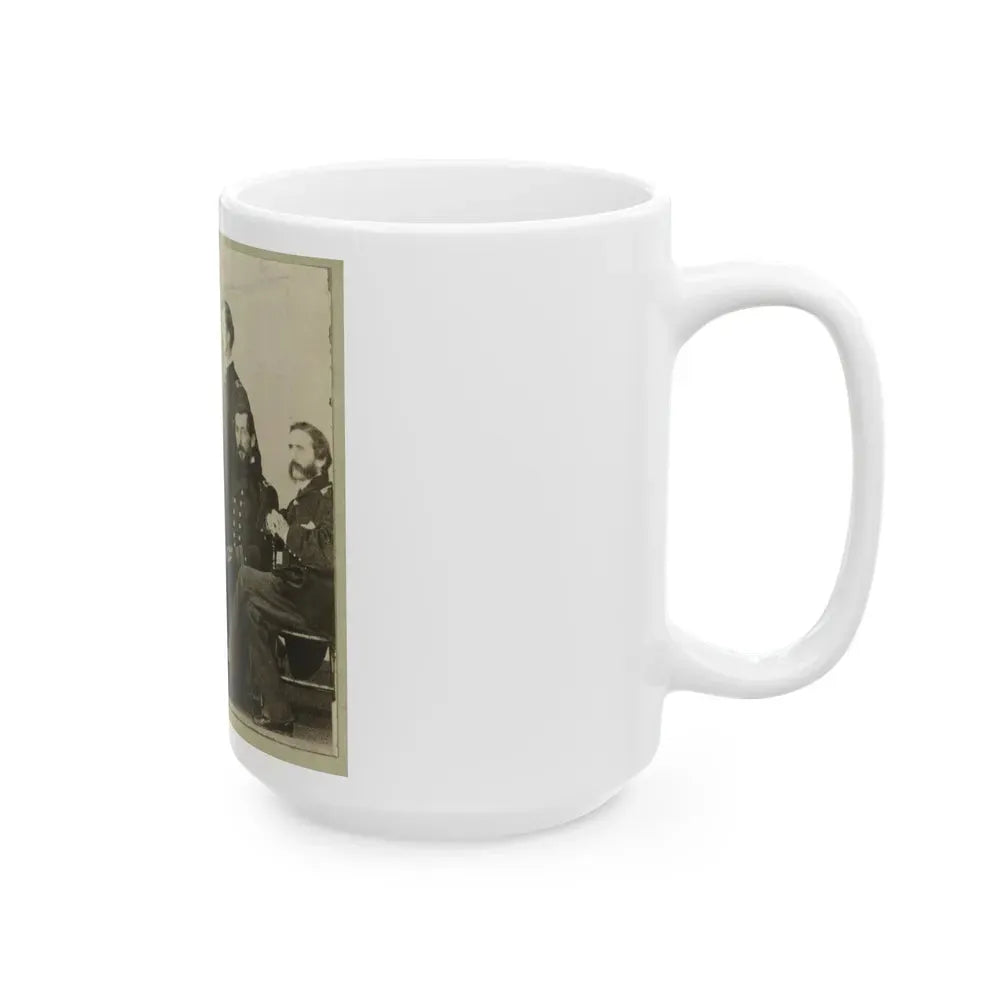 Group Portrait Of Officers With Admiral David G. Farragut Seated, Center (U.S. Civil War) White Coffee Mug - Go Mug Yourself