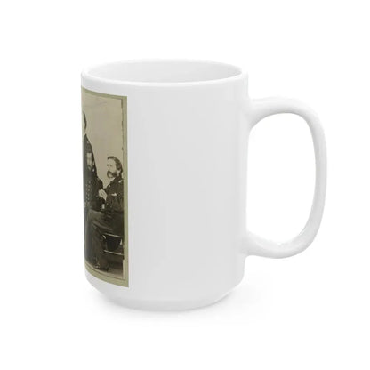 Group Portrait Of Officers With Admiral David G. Farragut Seated, Center (U.S. Civil War) White Coffee Mug - Go Mug Yourself