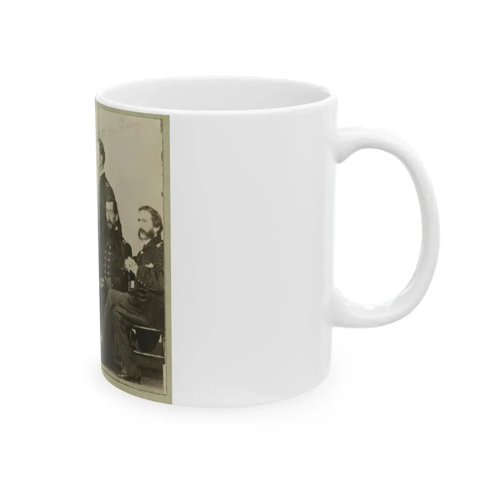 Group Portrait Of Officers With Admiral David G. Farragut Seated, Center (U.S. Civil War) White Coffee Mug - Go Mug Yourself