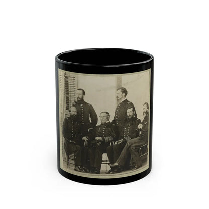 Group Portrait Of Officers With Admiral David G. Farragut Seated, Center (U.S. Civil War) Black Coffee Mug-11oz-Go Mug Yourself