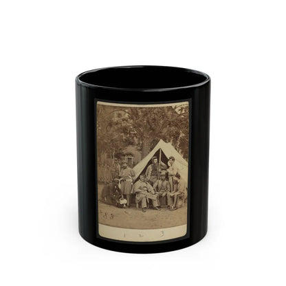 Group Portrait Of Soldiers In Front Of A Tent, Possibly At Camp Cameron, Washington, D.C. (U.S. Civil War) Black Coffee Mug-11oz-Go Mug Yourself