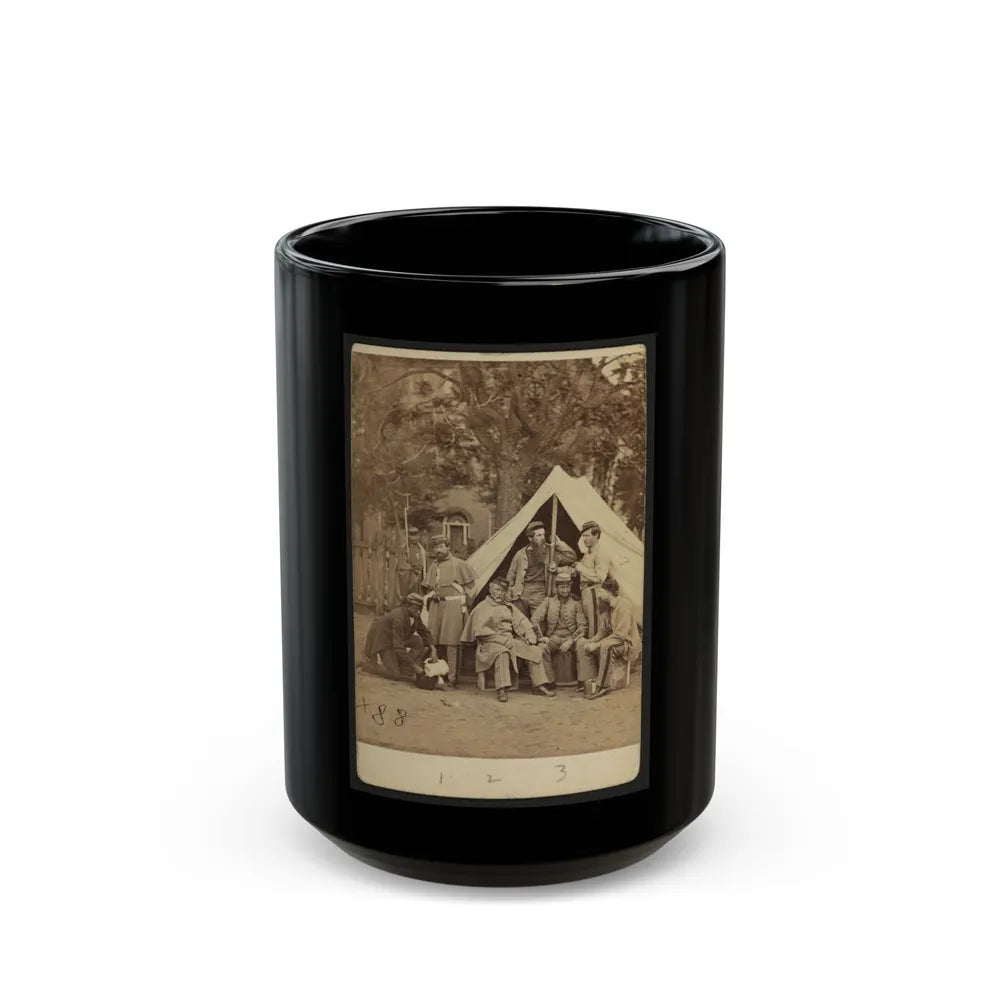 Group Portrait Of Soldiers In Front Of A Tent, Possibly At Camp Cameron, Washington, D.C. (U.S. Civil War) Black Coffee Mug-15oz-Go Mug Yourself