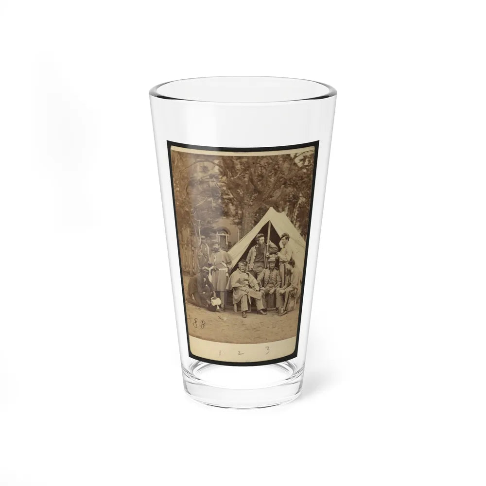 Group Portrait Of Soldiers In Front Of A Tent, Possibly At Camp Cameron, Washington, D.C. (U.S. Civil War) Pint Glass 16oz-16oz-Go Mug Yourself