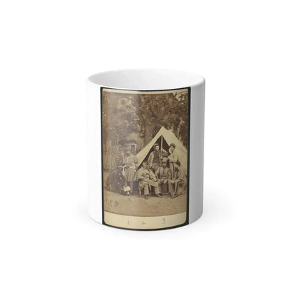 Group Portrait of Soldiers in Front of a Tent, Possibly at Camp Cameron, Washington, D.C. (U.S. Civil War) Color Changing Coffee Mug 11oz - Go Mug Yourself