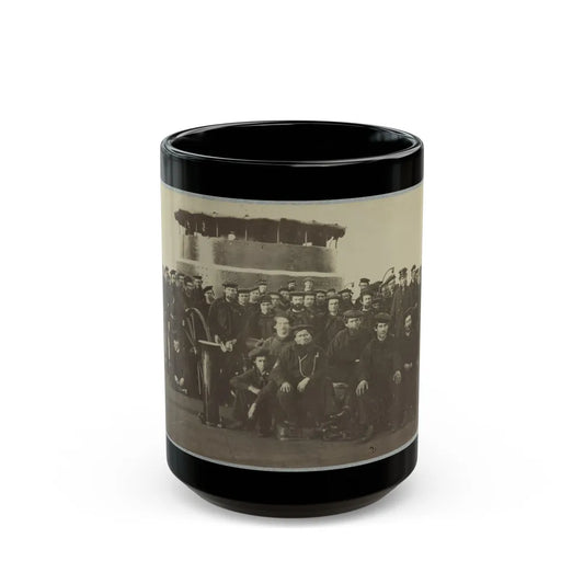 Group Portrait Of The Crew On The Deck Of An Ironclad (U.S. Civil War) Black Coffee Mug-15oz-Go Mug Yourself