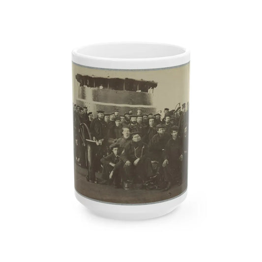 Group Portrait Of The Crew On The Deck Of An Ironclad (U.S. Civil War) White Coffee Mug-15oz-Go Mug Yourself