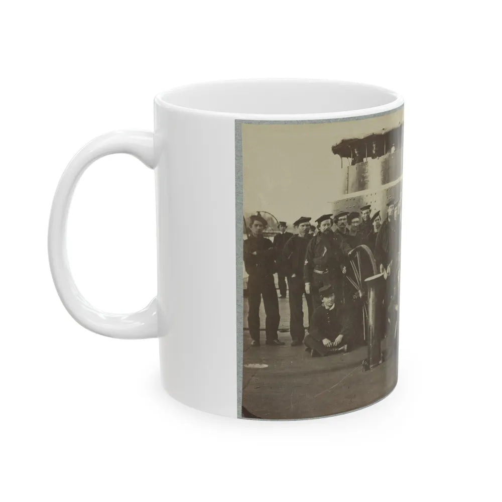 Group Portrait Of The Crew On The Deck Of An Ironclad (U.S. Civil War) White Coffee Mug-Go Mug Yourself