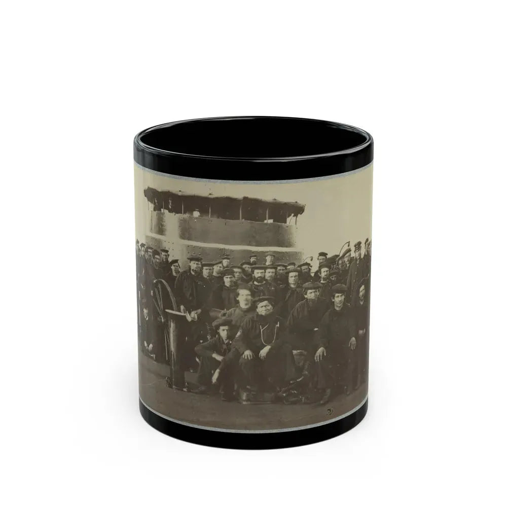 Group Portrait Of The Crew On The Deck Of An Ironclad (U.S. Civil War) Black Coffee Mug 11oz - Go Mug Yourself