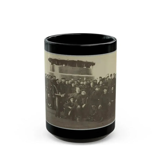 Group Portrait Of The Crew On The Deck Of An Ironclad (U.S. Civil War) Black Coffee Mug 15oz - Go Mug Yourself