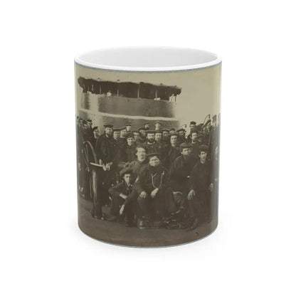 Group Portrait Of The Crew On The Deck Of An Ironclad (U.S. Civil War) White Coffee Mug 11oz - Go Mug Yourself