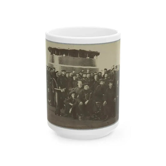 Group Portrait Of The Crew On The Deck Of An Ironclad (U.S. Civil War) White Coffee Mug 15oz - Go Mug Yourself
