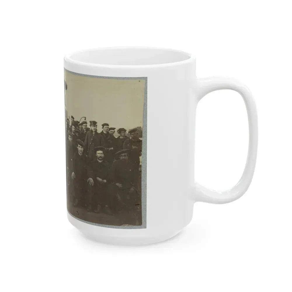 Group Portrait Of The Crew On The Deck Of An Ironclad (U.S. Civil War) White Coffee Mug - Go Mug Yourself