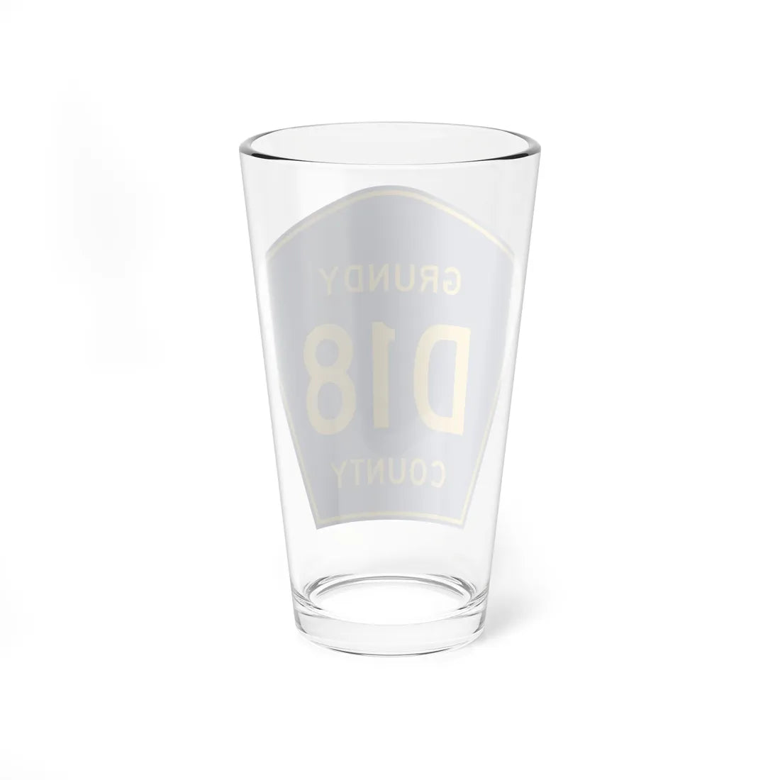 Grundy County Route D18 IA (Iowa) (Road Sign) Pint Glass 16oz - Go Mug Yourself