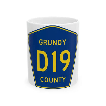 Grundy County Route D19 IA (Iowa) (Road Sign) White Coffee Mug 11oz - Go Mug Yourself