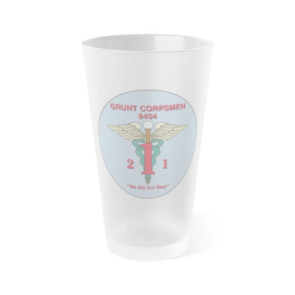 Grunt Corpsmen (USMC) Frosted Pint Glass 16oz-Go Mug Yourself