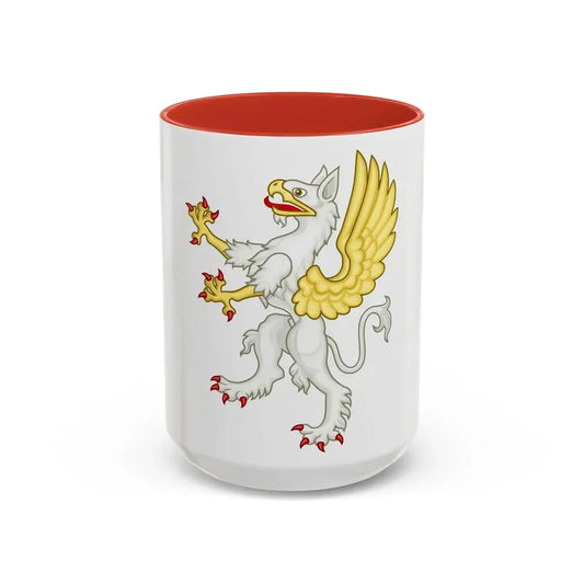 Gryphon Badge of Edward III - Accent Coffee Mug 15oz Red - Go Mug Yourself