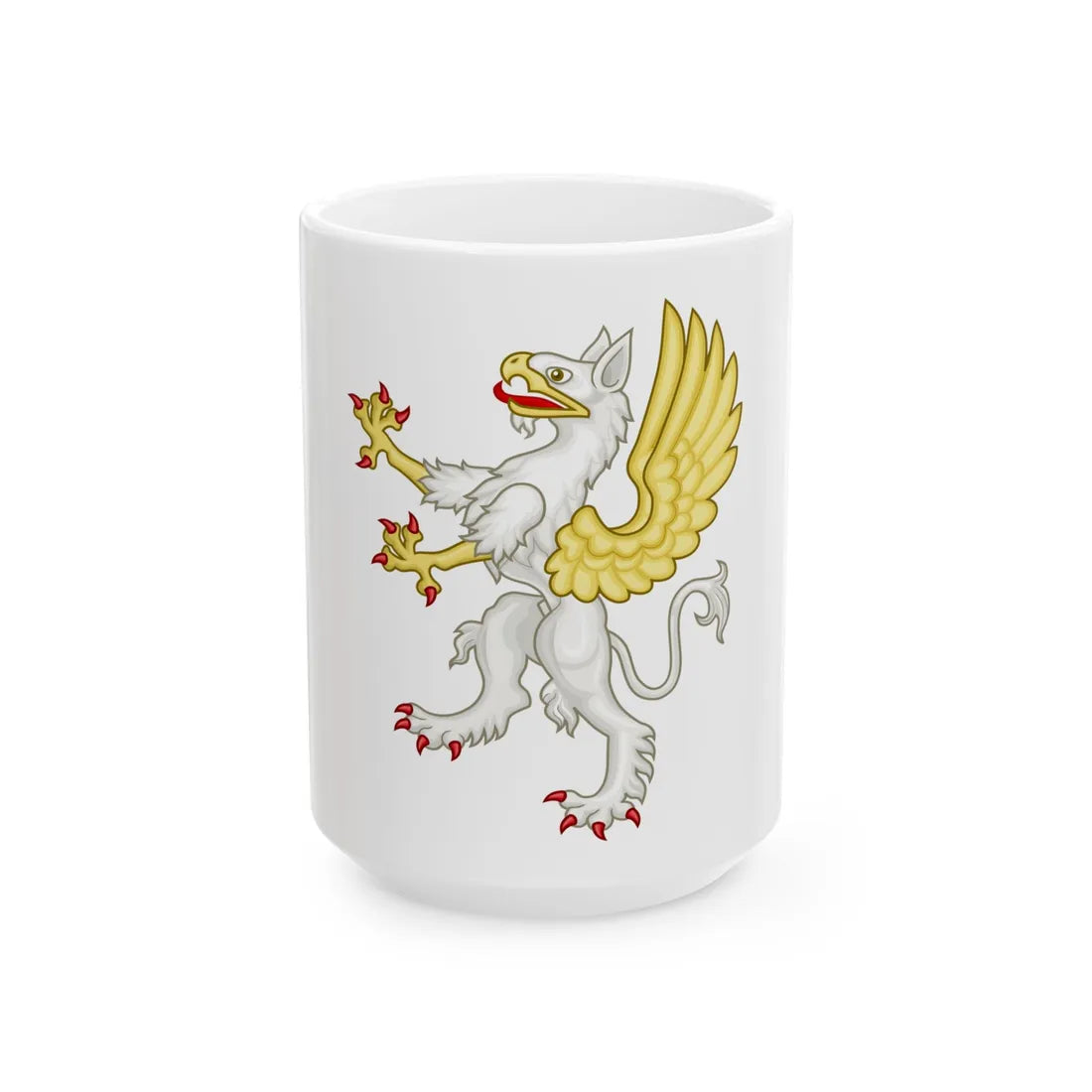 Gryphon Badge of Edward III - White Coffee Mug 15oz - Go Mug Yourself
