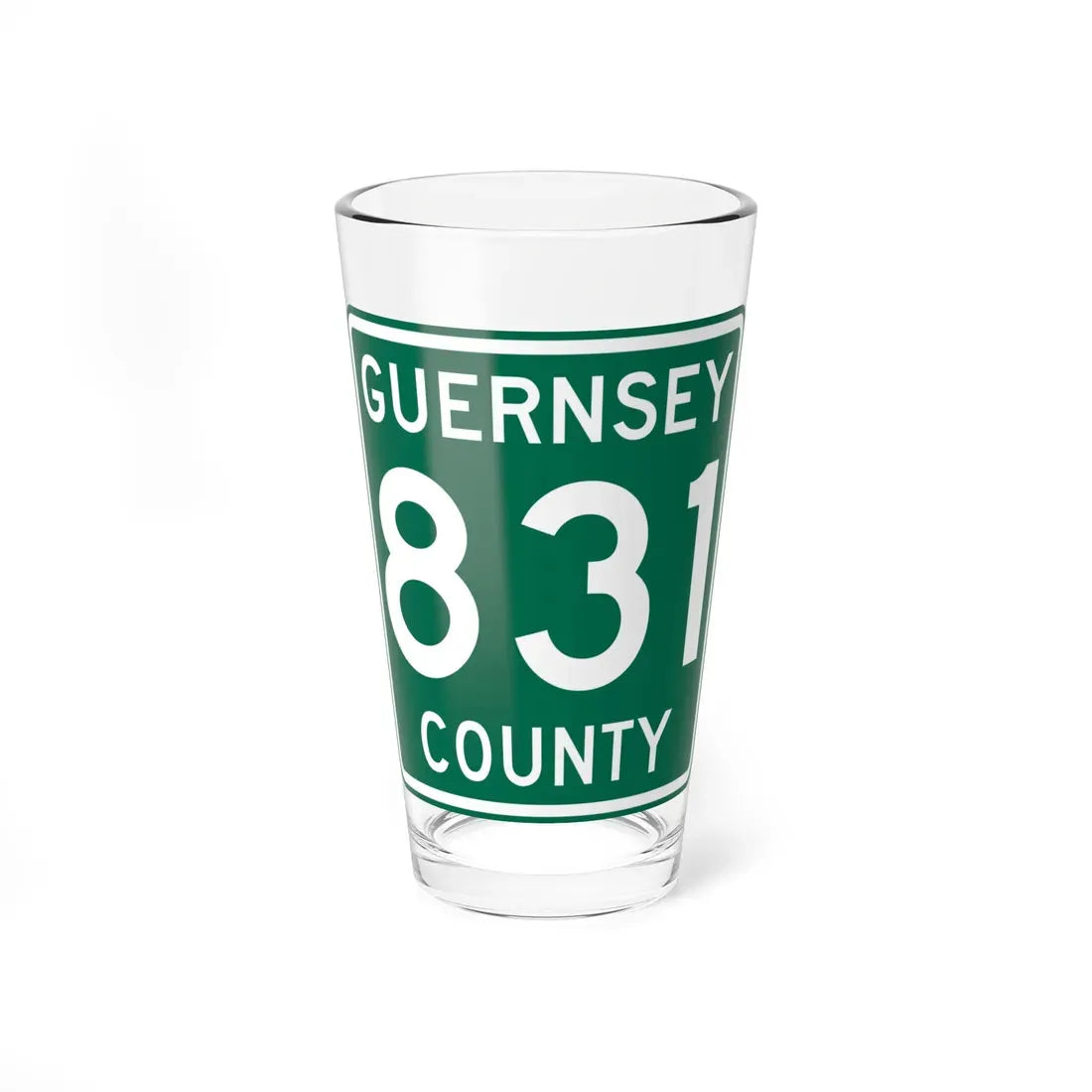 Guernsey County 831 OH (Ohio) (Road Sign) Pint Glass 16oz 16oz - Go Mug Yourself