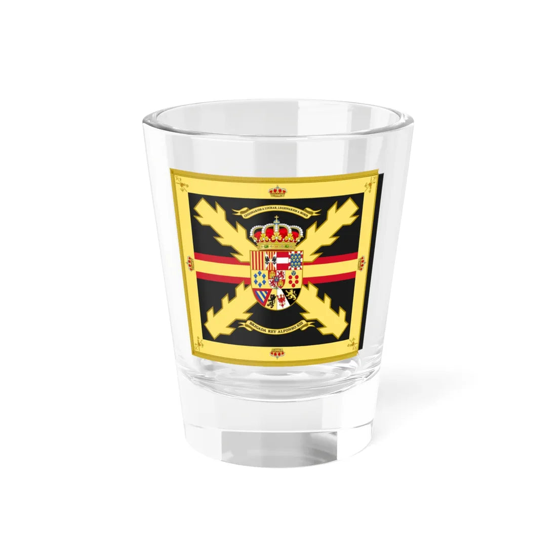 Guidon of the 2nd Spanish Legion Brigade King Alfonso XIII Reverse (Spain) Shot Glass 1.5oz 1.5oz - Go Mug Yourself
