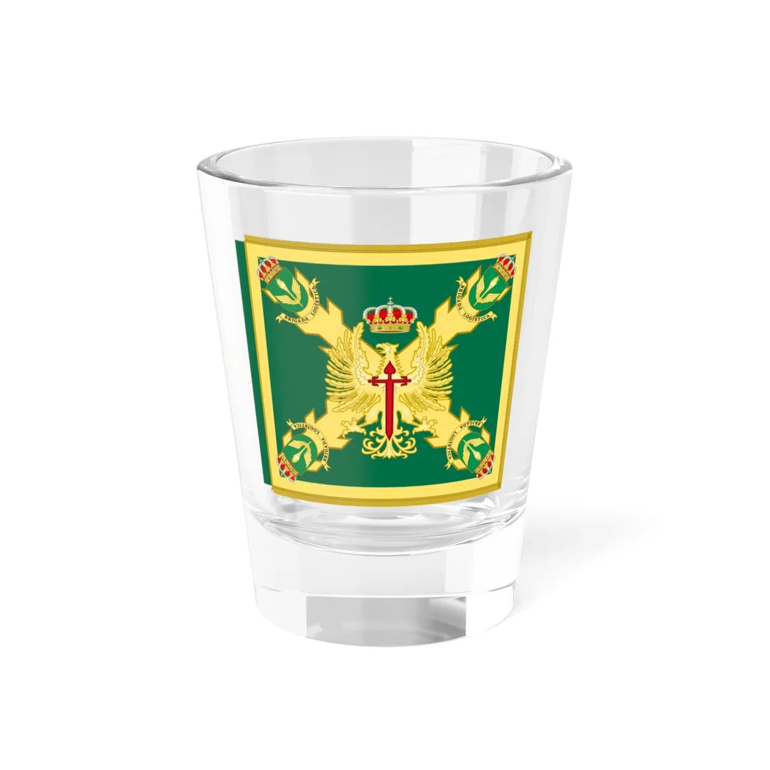 Guidon of the Spanish Army Logistic Brigade (Spain) Shot Glass 1.5oz 1.5oz - Go Mug Yourself