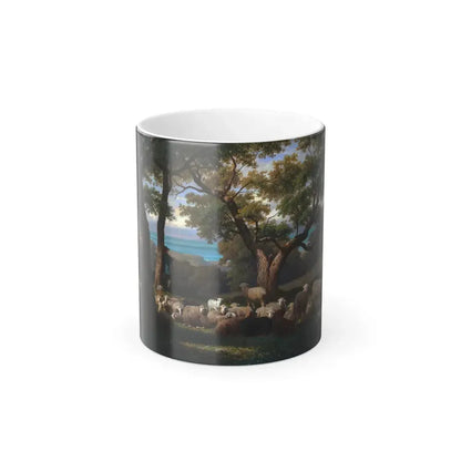 Guillaume Wintz (1823-1899) Shepherd and Flock in Landscape - Oil on Canvas 1872 - Color Changing Mug 11oz 11oz - Go Mug Yourself
