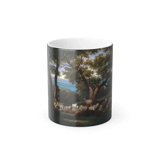 Guillaume Wintz (1823-1899) Shepherd and Flock in Landscape - Oil on Canvas 1872 - Color Changing Mug 11oz 11oz - Go Mug Yourself