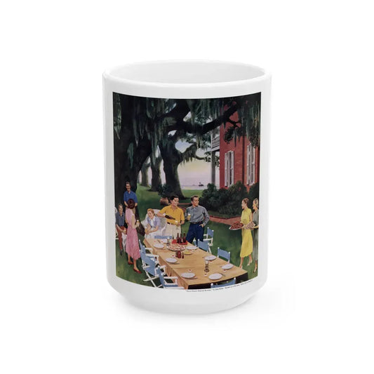 Gulf Coast Shrimp Supper, Collier's,  March 19, 1954 - White Coffee Mug 15oz - Go Mug Yourself