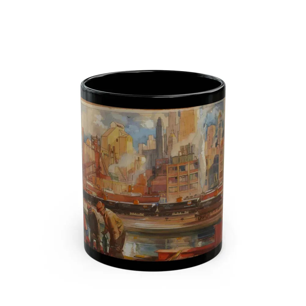 Gulf Refining Co. Ad Illustration - Black Coffee Mug 11oz - Go Mug Yourself