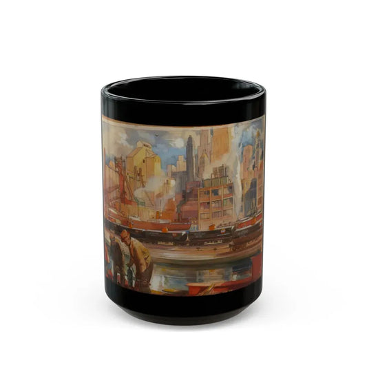 Gulf Refining Co. Ad Illustration - Black Coffee Mug 15oz - Go Mug Yourself