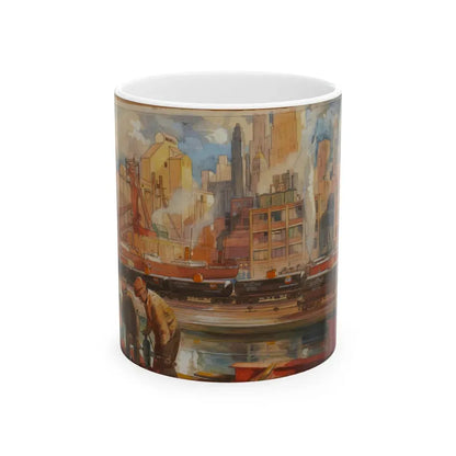 Gulf Refining Co. Ad Illustration - White Coffee Mug 11oz - Go Mug Yourself