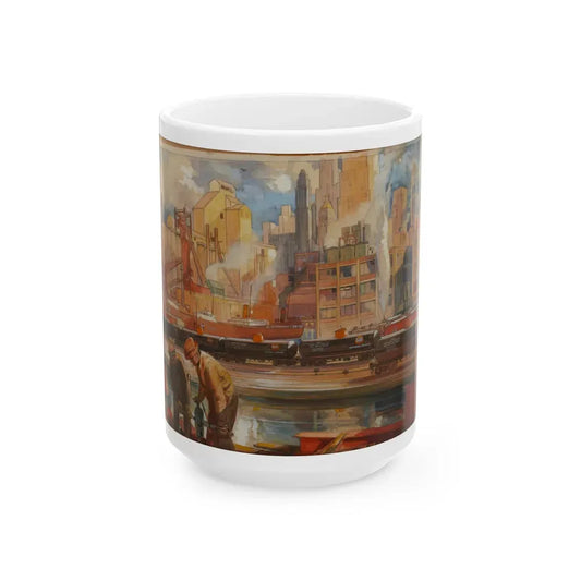 Gulf Refining Co. Ad Illustration - White Coffee Mug 15oz - Go Mug Yourself