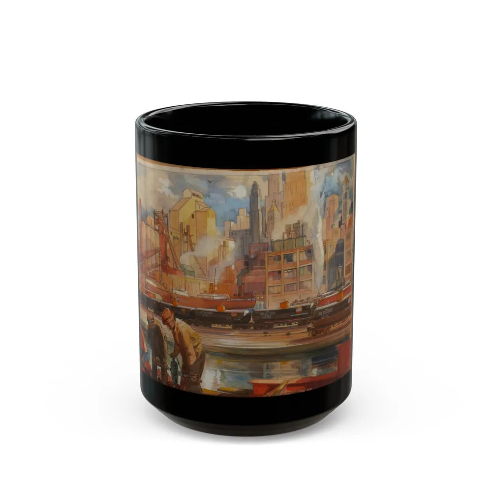 Gulf Refining Co. Ad Illustration - Black Coffee Mug-15oz-Go Mug Yourself