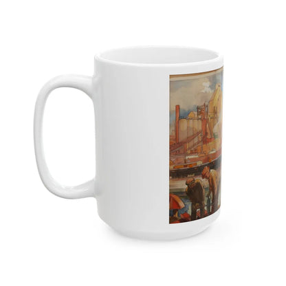 Gulf Refining Co. Ad Illustration - White Coffee Mug-Go Mug Yourself