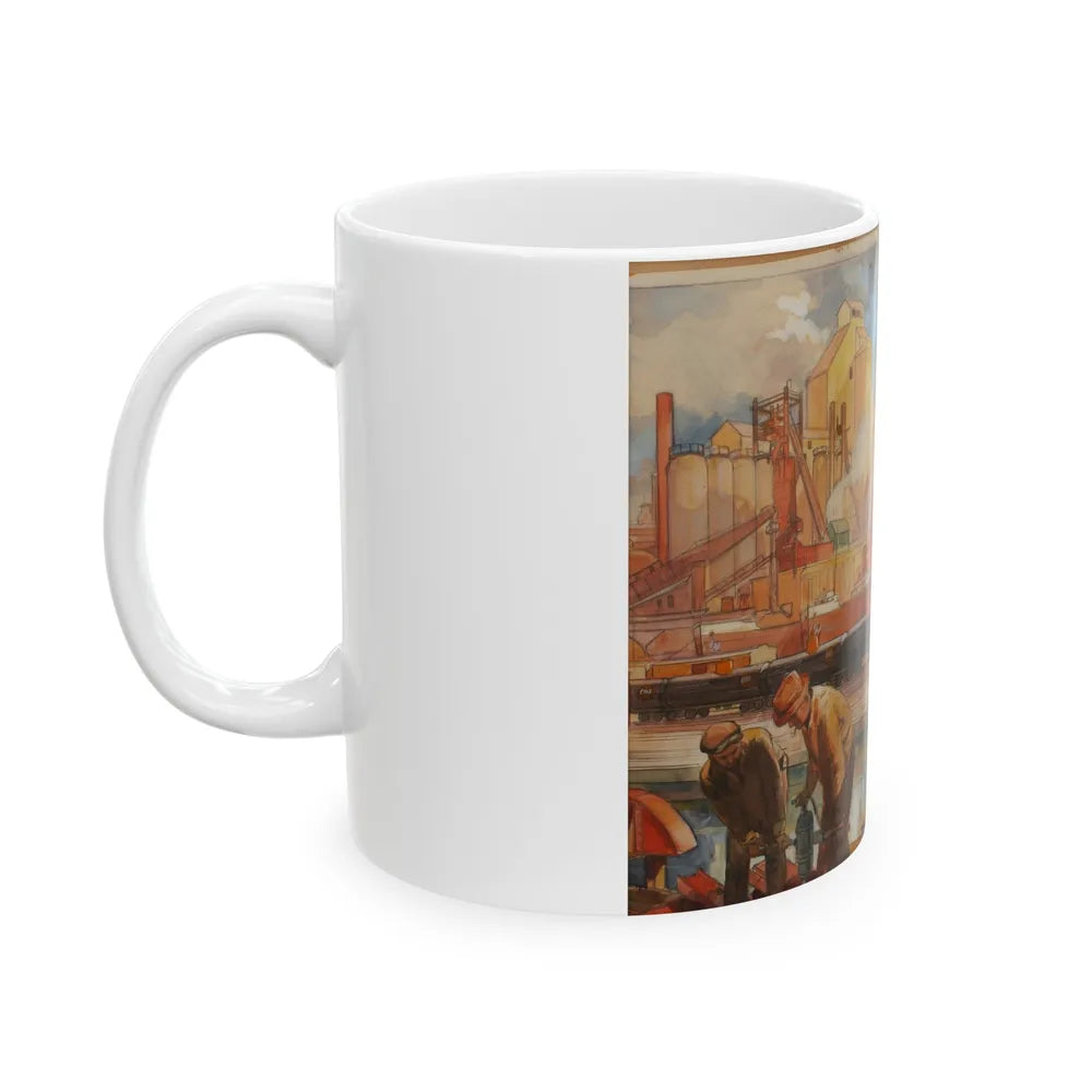 Gulf Refining Co. Ad Illustration - White Coffee Mug-Go Mug Yourself