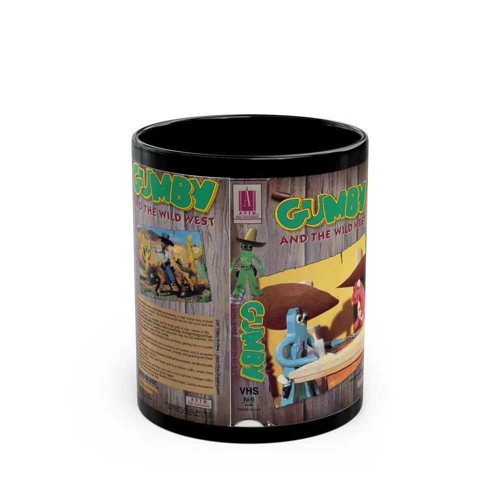 GUMBY AND THE WILD WEST (VHS COVER) - Black Coffee Mug-11oz-Go Mug Yourself