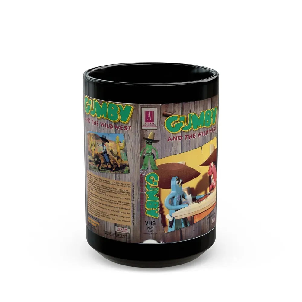GUMBY AND THE WILD WEST (VHS COVER) - Black Coffee Mug 15oz - Go Mug Yourself