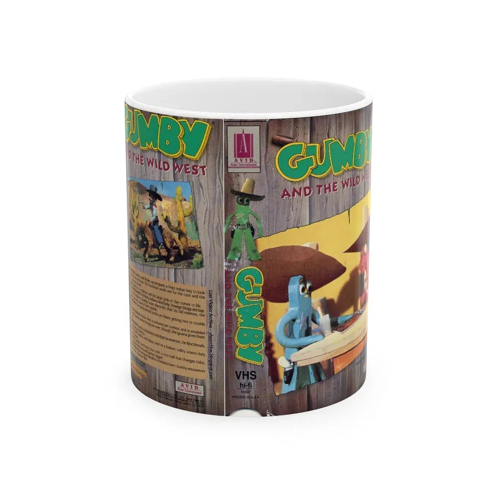 GUMBY AND THE WILD WEST (VHS COVER) - White Coffee Mug 11oz - Go Mug Yourself